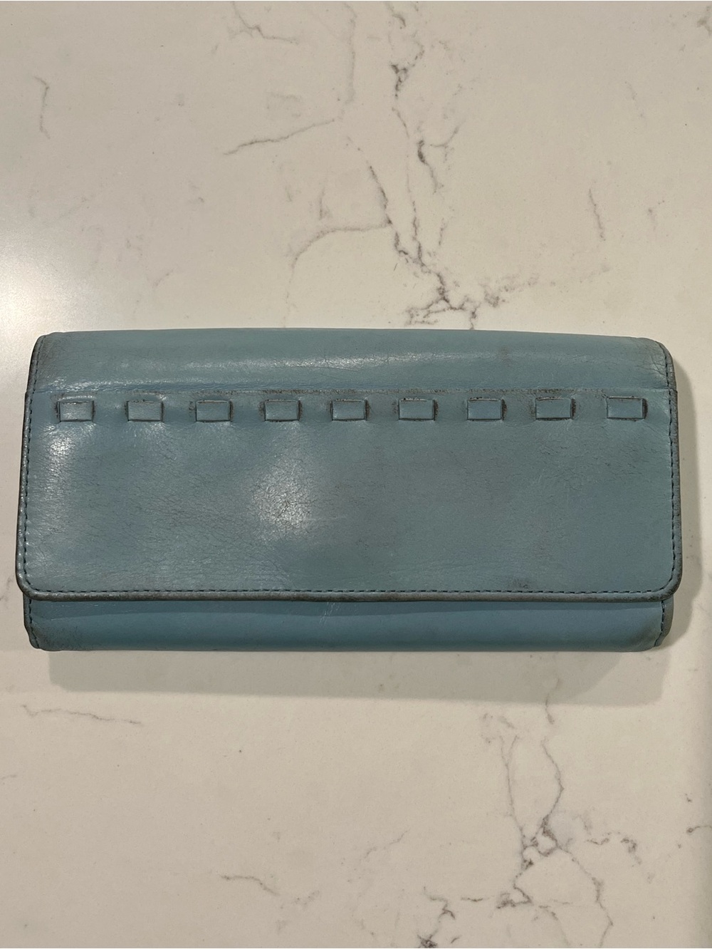 HOBO Pastel Blue Leather Fold-Over Wallet
